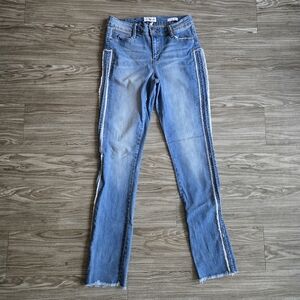 Black Daisy Straight Leg Jeans with Frayed Detail